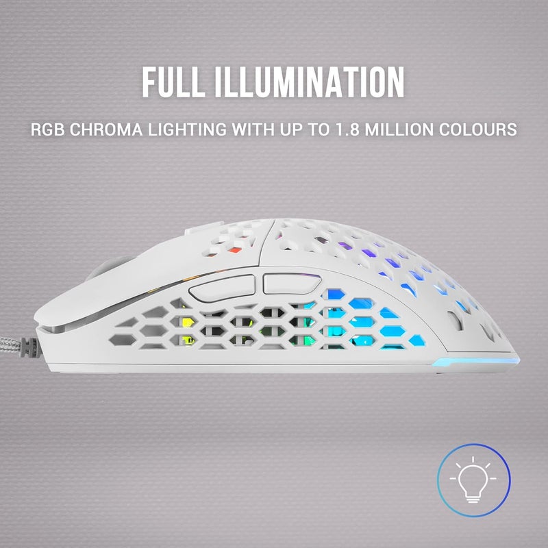 MARS GAMING MARSGAMING MM55W Bianco, RGB Chroma Gaming Mouse, Ultraleggero 55g, 12800 DPI, Switches Meccanici HUANO - Image 3