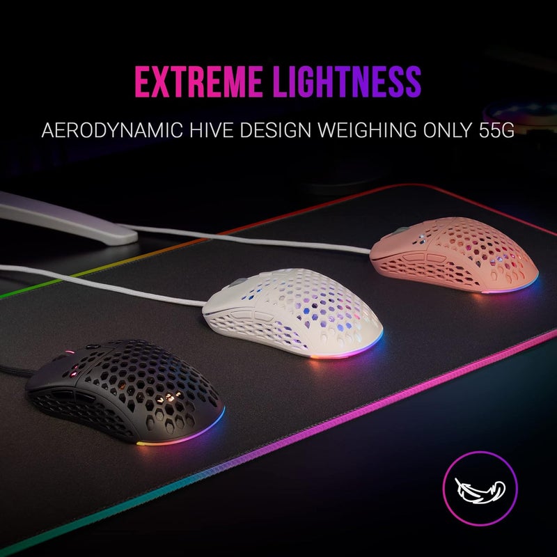 MARS GAMING MARSGAMING MM55W Bianco, RGB Chroma Gaming Mouse, Ultraleggero 55g, 12800 DPI, Switches Meccanici HUANO - Image 2