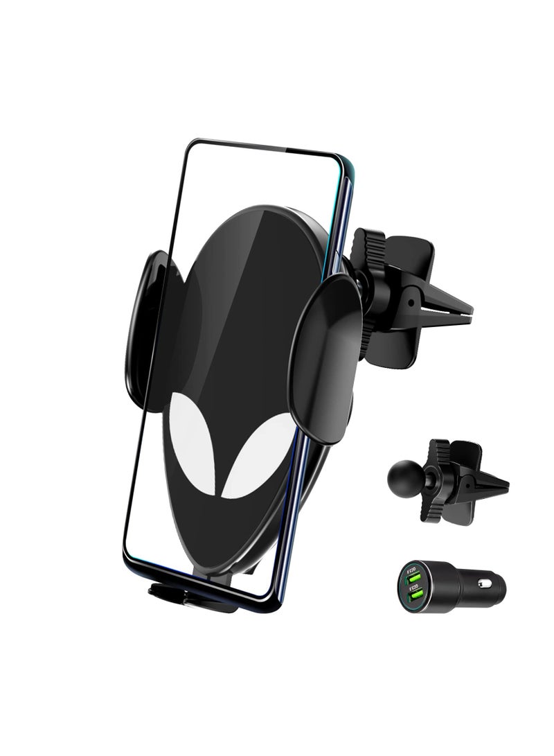 SYOSI 15W Car Wireless Charger, QI Fast Charging Auto Clamping Vent Mount Phone Holder Suitable for iPhone 14/13/12/11/Pro/Max Samsung Galaxy S22/S21/S20/S10 with QC 3.0 Adapter for 4-4.7In (Black) - Image 1