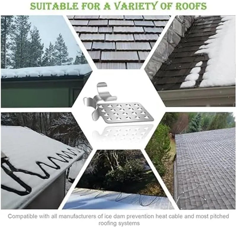 Roof Cable Clips Roof De-Icing Cable Clips 10/50Pack Metal Clip Heat Aluminum Deicing Easy To Use(20pcs) - Image 2