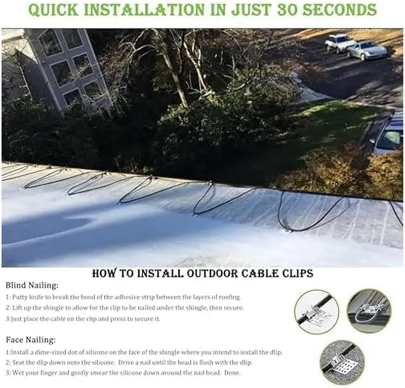 Roof Cable Clips Roof De-Icing Cable Clips 10/50Pack Metal Clip Heat Aluminum Deicing Easy To Use(20pcs) - Image 3
