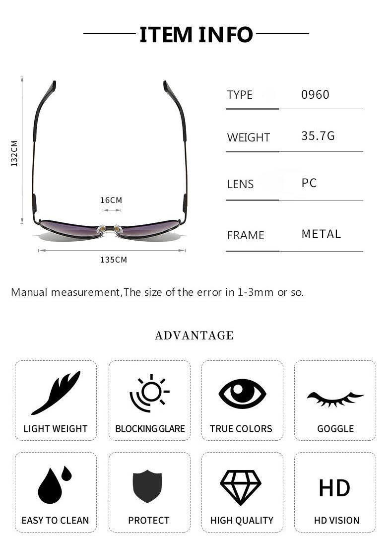 New High Quality Men's Polarized Sunglasses Protects You from UV Rays Metal High-end Sunglasses Black Frame Black Gold