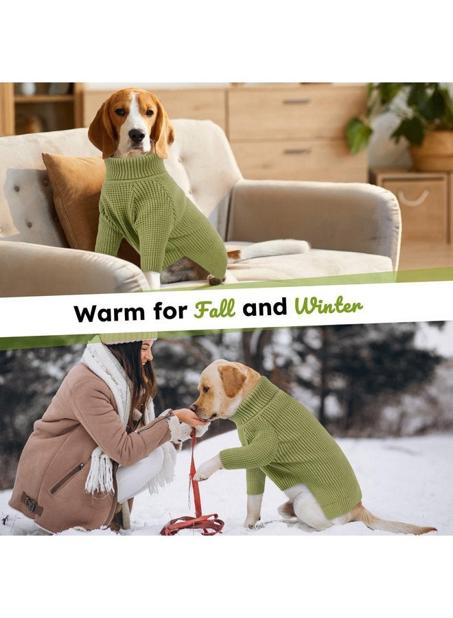 Queenmore Dog Sweater, Turtleneck Long Sleeve Knitted Dog Sweater with Check Pattern, Fall Winter Warm Dog Sweaters for Small Medium Large Dogs, Solid Pull-on Pet Sweater for Cats,Green M - Image 4