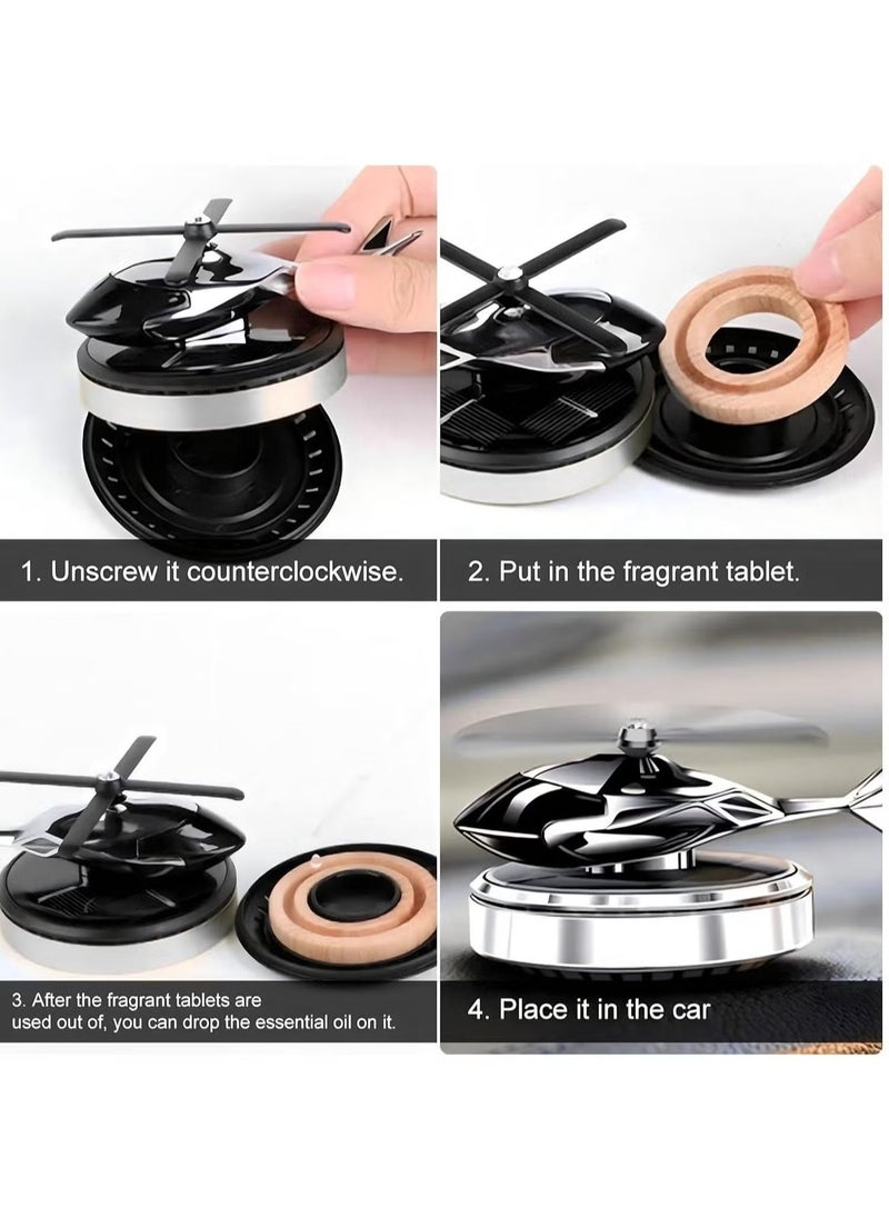 JAJEEK Helicopter Solar-Powered Car Air Freshener, Rotating Aromatherapy Aviation Alloy Diffuser (Silver) – Stylish & Functional Interior Decoration for Car & Home, Fresh Clean Air Anywhere, Eco-Friendly & Efficient - Image 1