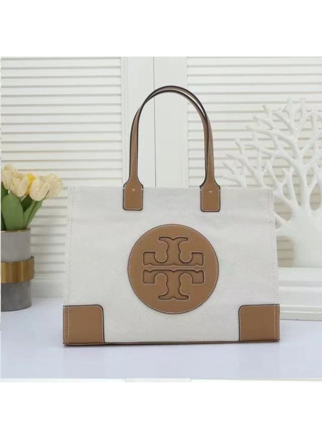 Tory Burch Ella canvas tote bag (White/Beige)