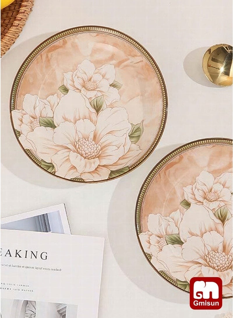 Gmisun 6 Pcs Dinnerware Set Japanese Style Garden Flowers Design Luxury High End Elegant Perfect Gift Set with Gorgeous Design and Original Colorful Flowers - Image 5