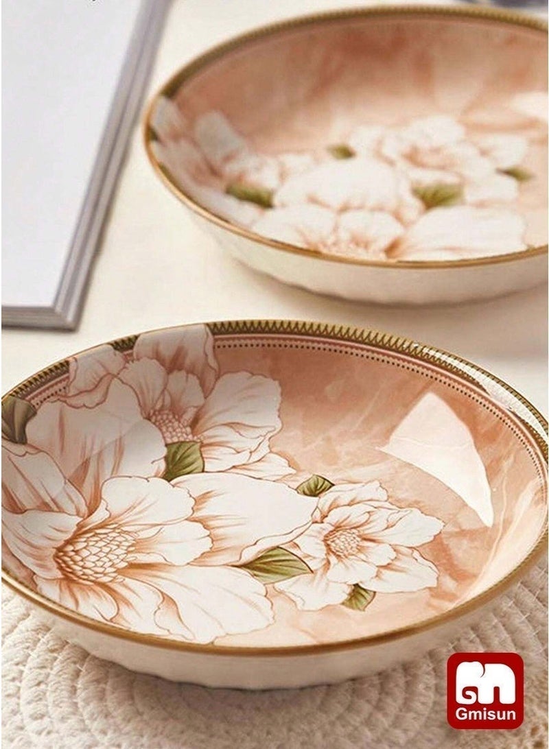 Gmisun 6 Pcs Dinnerware Set Japanese Style Garden Flowers Design Luxury High End Elegant Perfect Gift Set with Gorgeous Design and Original Colorful Flowers - Image 2