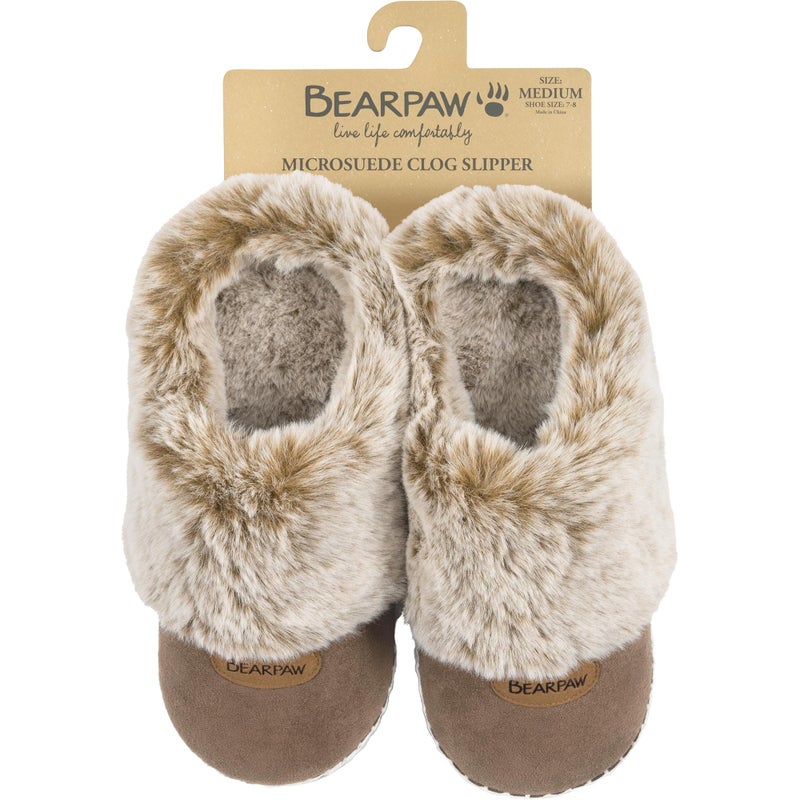 BEARPAW Womens Indoor Microsuede Faux Fur Lined Soft Sole Slipper With Skid Resistant Bottom, Hickory, X-Large - Image 2