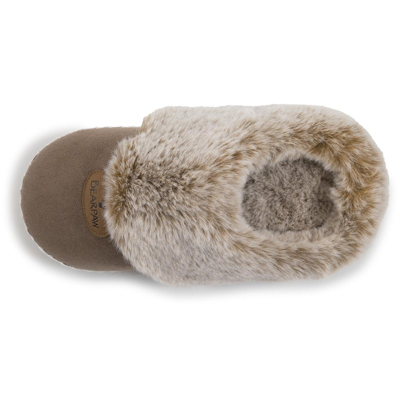 BEARPAW Womens Indoor Microsuede Faux Fur Lined Soft Sole Slipper With Skid Resistant Bottom, Hickory, X-Large - Image 3