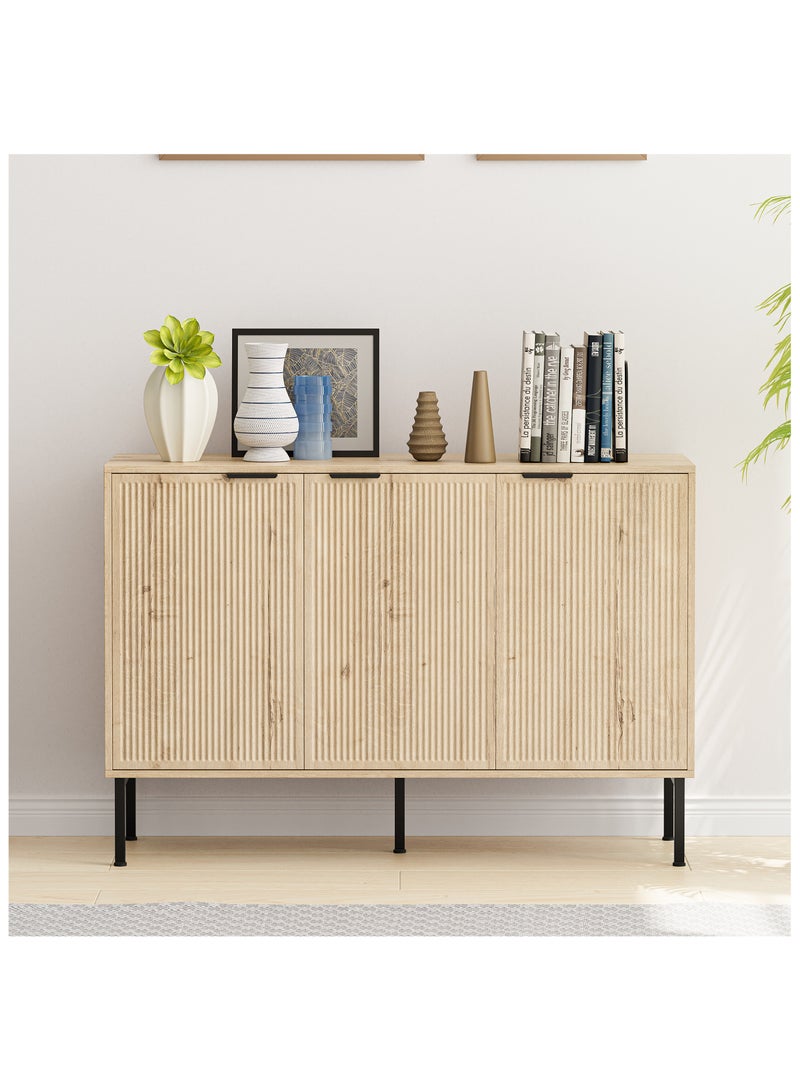 Chogori Long Buffet Side board Cabinet,45.98" Large Office Coffee Bars Station,Extra Wide Farmhouse Accent Cabinets with 3 Doors and Shelves,Fluted Entryway Cabinet TV Consoles for living room,Hallyway  - Image 1