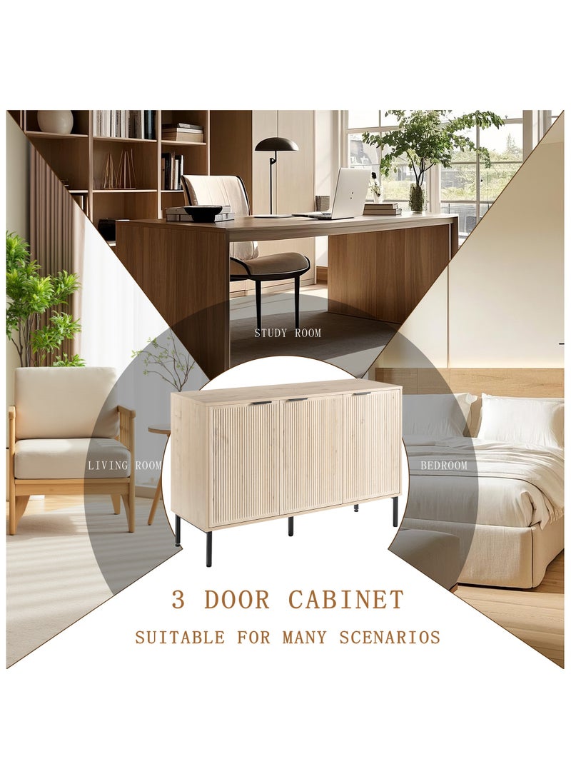Chogori Long Buffet Side board Cabinet,45.98" Large Office Coffee Bars Station,Extra Wide Farmhouse Accent Cabinets with 3 Doors and Shelves,Fluted Entryway Cabinet TV Consoles for living room,Hallyway  - Image 4