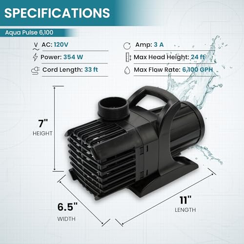 HALF OFF PONDS Submersible Water Pump, 6,100 GPH Pond Pump with 33FT Power Cord and 24FT Max Head, 354W Ultra Quiet Energy Efficient Pump for Koi Pond, Fountain, Waterfall, Water Garden, Skimmer - Image 2