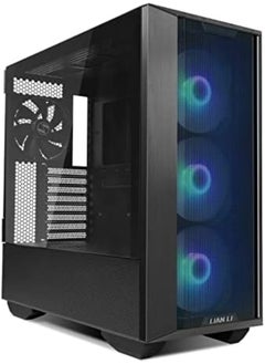علبة كمبيوتر LIAN LI LANCOOL III E-ATX، علبة كمبيوتر ألعاب RGB واسعة مع أبواب زجاجية مقواة بمفصلات، وألواح شبكية دقيقة، و4 مراوح PWM مقاس 140 مم مثبتة مسبقًا وهيكل تدفق هواء عالي (أسود)
