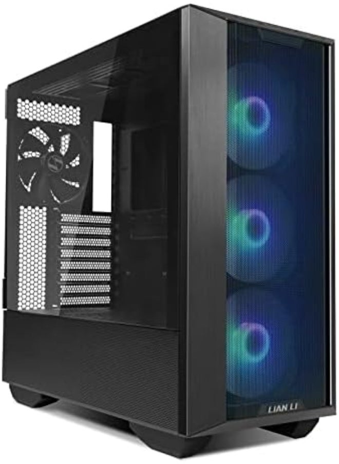 LIAN LI - علبة كمبيوتر LIAN LI LANCOOL III E-ATX، علبة كمبيوتر ألعاب RGB واسعة مع أبواب زجاجية مقواة بمفصلات، وألواح شبكية دقيقة، و4 مراوح PWM مقاس 140 مم مثبتة مسبقًا وهيكل تدفق هواء عالي (أسود) - Image 1
