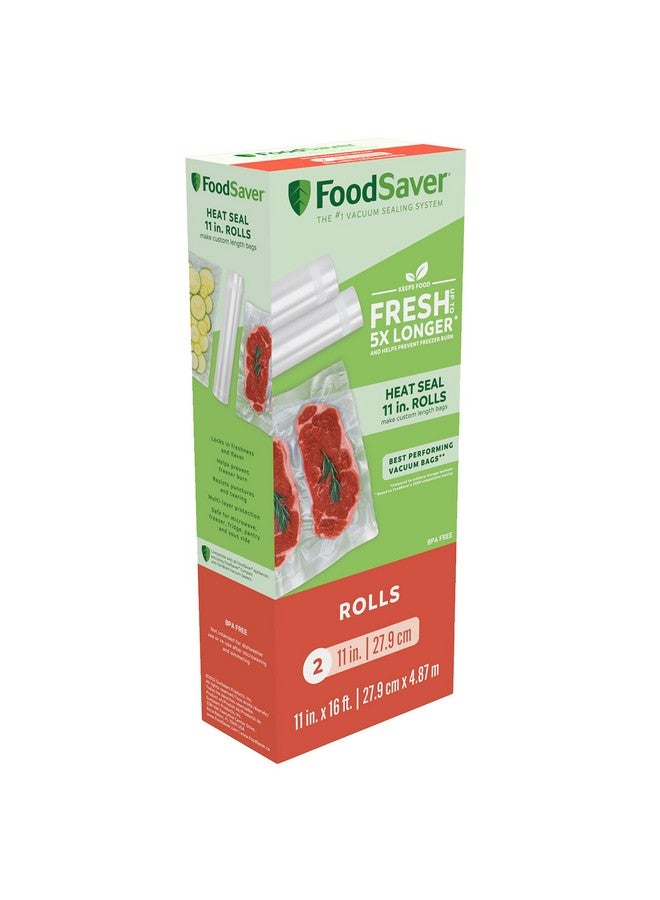 FoodSaver 11" x 16' Vacuum Seal Rolls with BPA-Free Multilayer Construction for Food Preservation, 2-Pack - Image 1