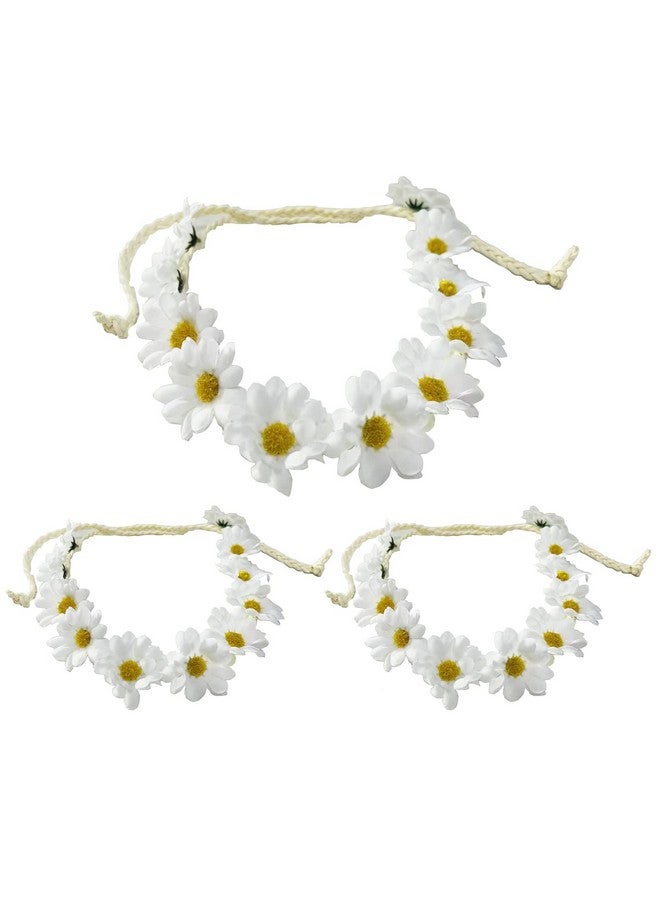 SYBL 3 قطع إكليل زهور دوار الشمس بتصميم بوهيمي أبيض مزيف للنساء والفتيات لحفلات الزفاف والمهرجانات والشواطئ والعطلات - Image 2