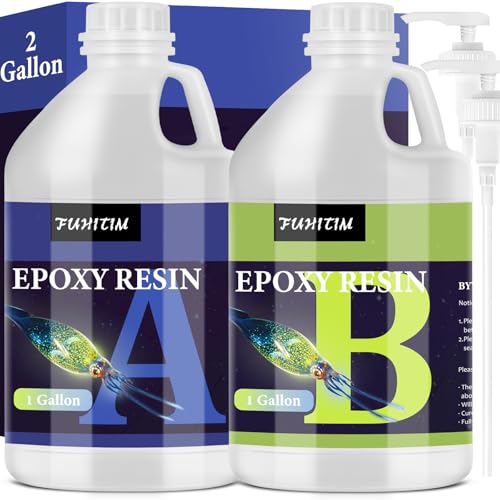 FUHITIM Epoxy Resin 2 Gallon - Crystal Clear Epoxy Resin Kit - Self-Leveling, High-Glossy, No Yellowing, No Bubbles Casting Resin Perfect for Crafts, Table Tops, DIY 1:1 Ratio - Image 1