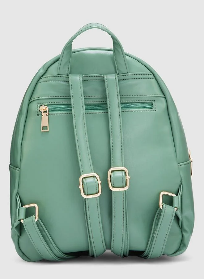 globus Green Textured Quilted Backpack