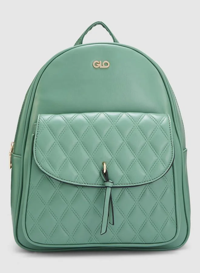globus Green Textured Quilted Backpack