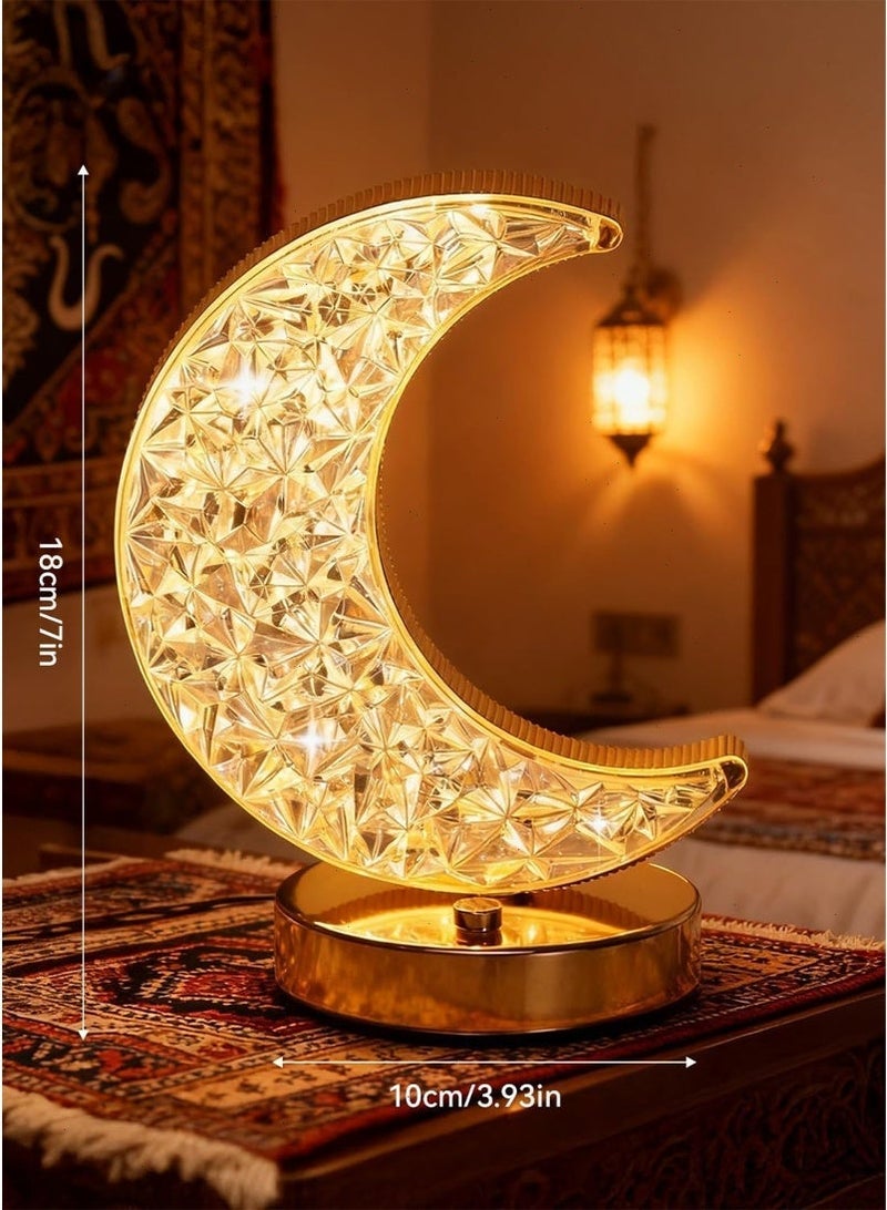 بوميفار أضواء رمضان ، كريستال القمر الجدول مصباح مع 3 ألوان ، قابلة للشحن ضوء الليل للمنزل غرفة نوم طاولة غرفة المعيشة الزينة - Image 2
