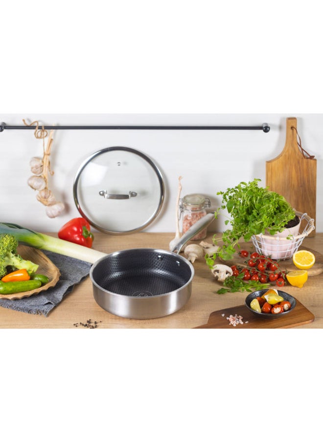 EDENBERG 24cm Deep Fry Pan with lid non-stick honey comb interior