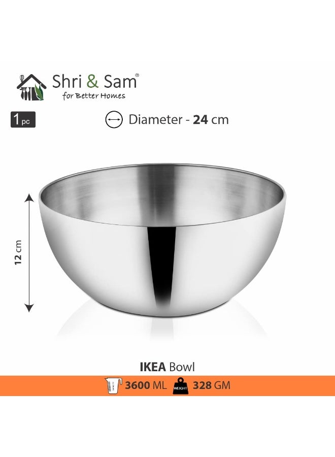 Shri & Sam Stainless Steel Bowl, 24cm Silver - Image 3