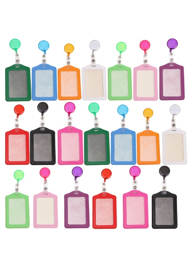 Generic Badge clip retractable badge clip cover, with PU leather ID clip, vertical style, multiple colors, 20 pieces set - Image 1