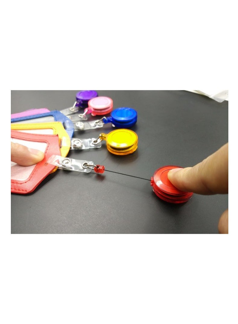 Generic Badge clip retractable badge clip cover, with PU leather ID clip, vertical style, multiple colors, 20 pieces set - Image 3