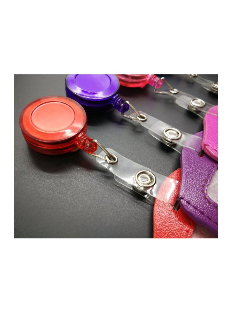 Generic Badge clip retractable badge clip cover, with PU leather ID clip, vertical style, multiple colors, 20 pieces set - Image 2