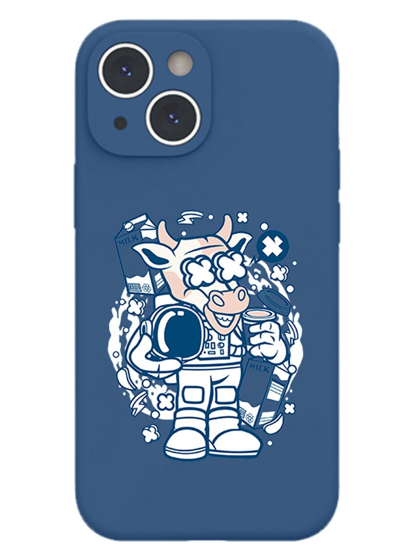 Theodor Protective Slim Fit Case Liquid Silicone Cover with Full Body Protection Anti-Scratch Shockproof Case For iPhone 13 Blue  - Cow drumming copy - Image 1