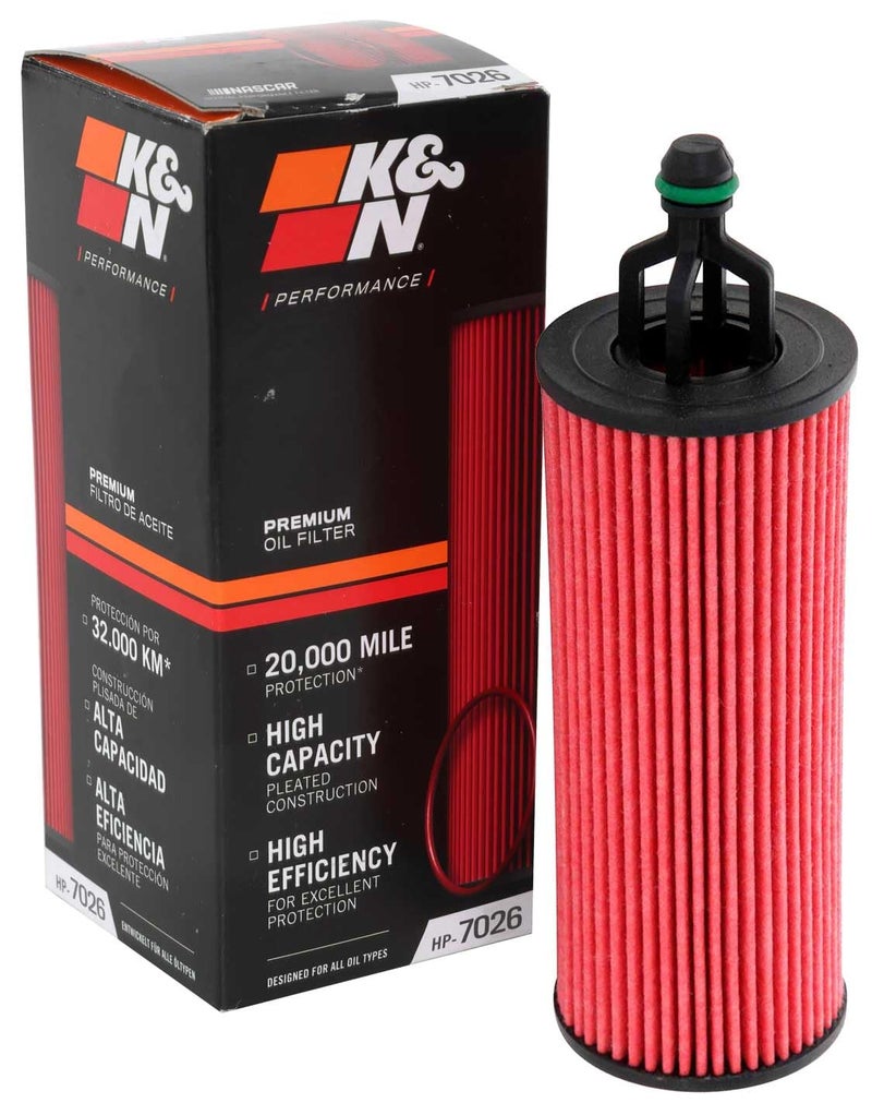 K&N Oil Filter: 20,000 Mile Engine Protection, High Capacity/High Efficiency: Compatible with Select CHRYSLER/DODGE/JEEP/RAM (See Product Description for Select Products), HP-7026 - Image 1