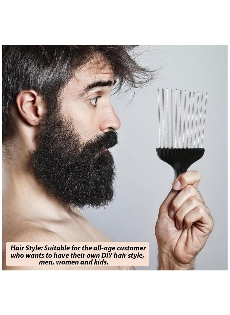 Estrico Afro Comb Curly Hair Magic Hair Coils Tool Square Afro Pick with Natural Metal African American Hairdressing Styling Black Fist Teeth Comb Curly Hairbrush Fork Pick Comb Metal Ideal for Men Women  - Image 4