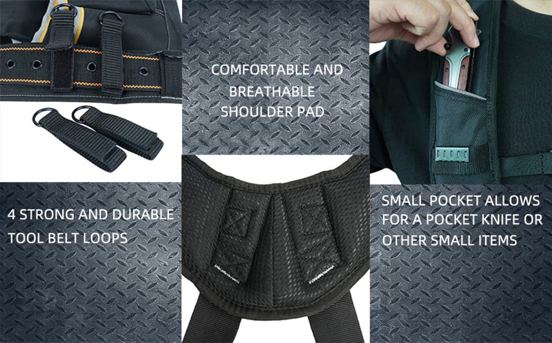 KUNN Tool Belt Suspenders Padded Carpenter Construction Electrician Work Suspender with Attachment Loops for Men,Black - Image 3