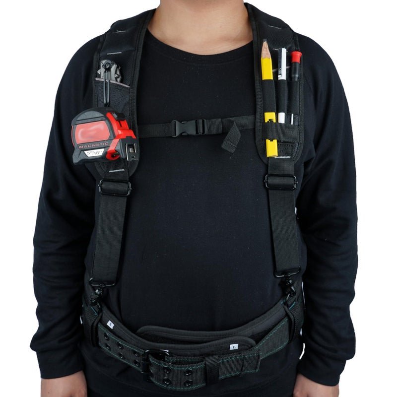 KUNN Tool Belt Suspenders Padded Carpenter Construction Electrician Work Suspender with Attachment Loops for Men,Black - Image 4