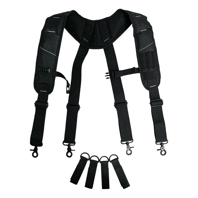 KUNN Tool Belt Suspenders Padded Carpenter Construction Electrician Work Suspender with Attachment Loops for Men,Black - Image 1
