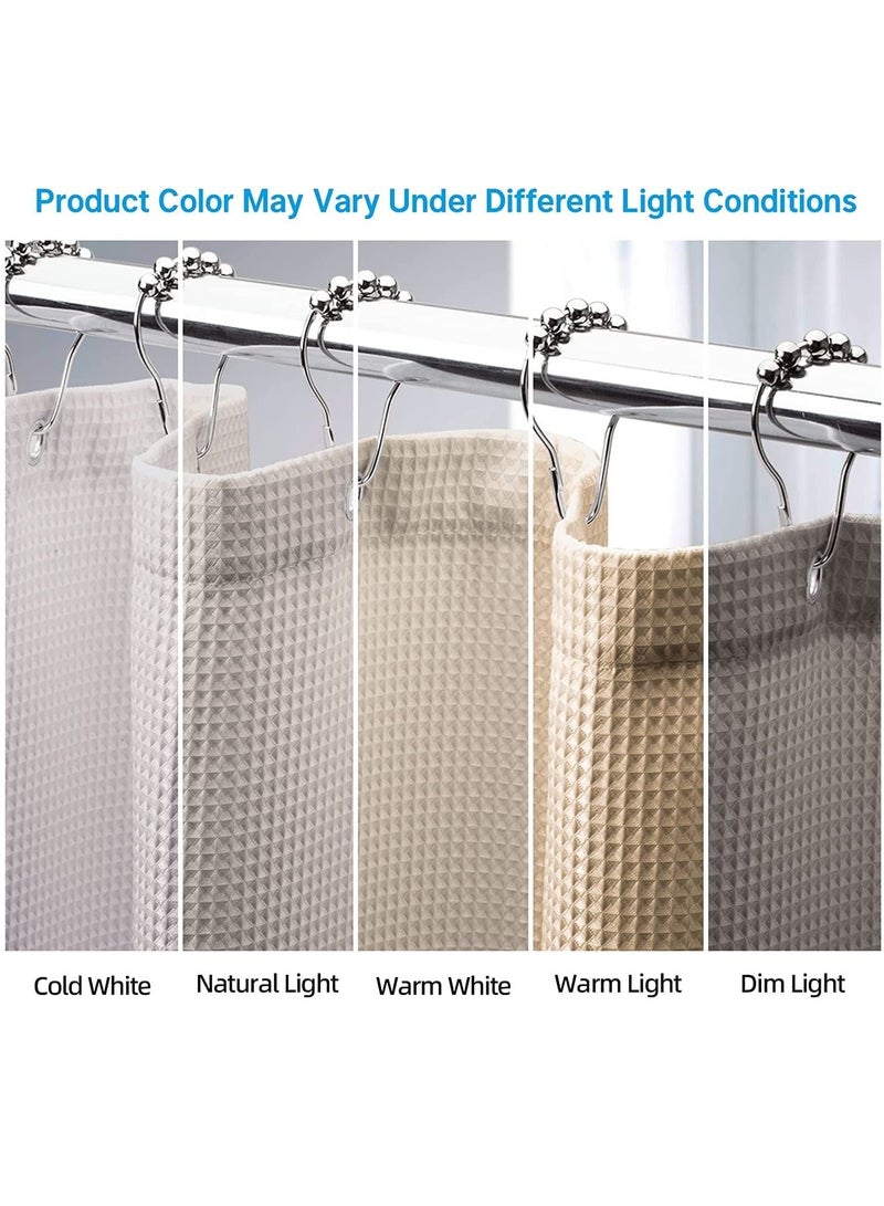 Rubik Premium Shower Curtain Thick Fabric Waffle Weave Design 5-Star Hotel Quality, Waterproof Mildew-proof No Smell Washable with 12 Hooks for Bathroom (180 x 180cm) Khaki - Image 4