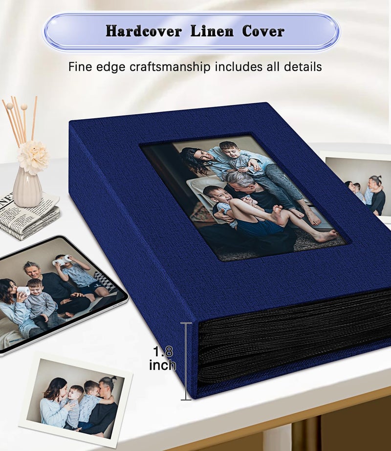 EJBLFE Ejblfe Photo Album 4x6 Linen Cover Slide-in Photo Album Book Can Holds 100 4x6 Photos with 50 Black Sheets for Family Wedding Baby and Holiday Pictures (Dark blue)  - Image 5