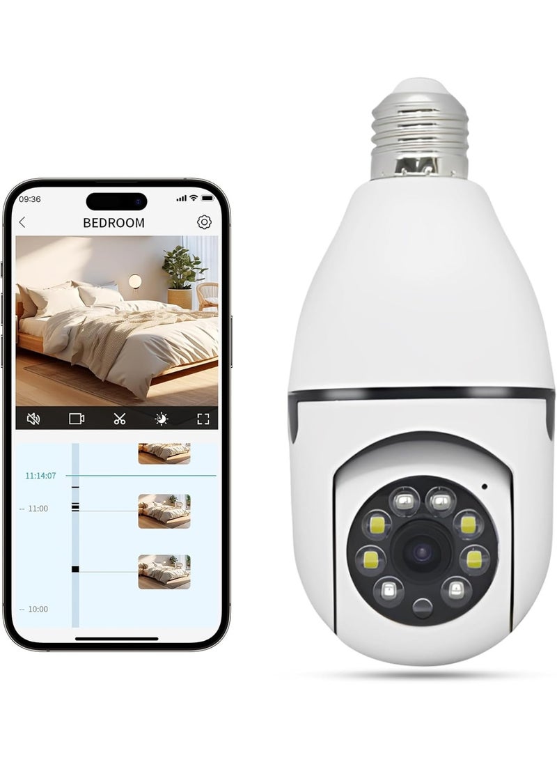 كاميرا مراقبة ذكية تعمل بتقنية الواي فاي مثبتة على المصباح - نطاق مزدوج 2.4 و 5 جيجاهرتز، رؤية بانورامية 360 درجة، تخزين على بطاقة TF - Image 1