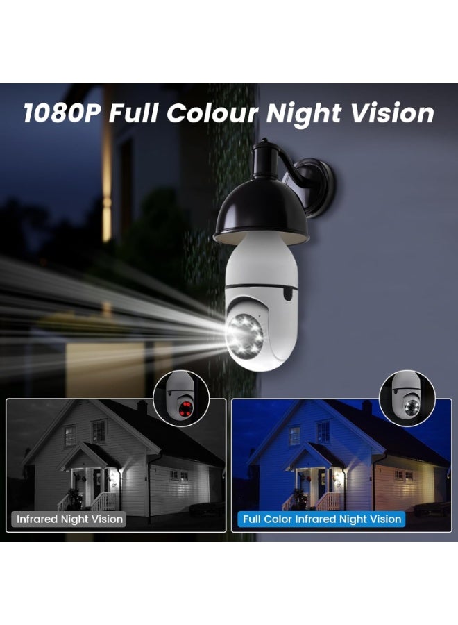 كاميرا مراقبة ذكية تعمل بتقنية الواي فاي مثبتة على المصباح - نطاق مزدوج 2.4 و 5 جيجاهرتز، رؤية بانورامية 360 درجة، تخزين على بطاقة TF - Image 2