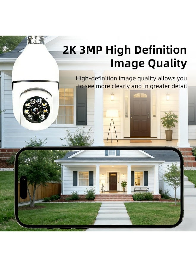 كاميرا مراقبة ذكية تعمل بتقنية الواي فاي مثبتة على المصباح - نطاق مزدوج 2.4 و 5 جيجاهرتز، رؤية بانورامية 360 درجة، تخزين على بطاقة TF - Image 3