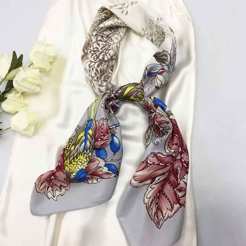 Julunar Silk Like Head Scarf for Women - Satin Large Hair Scarves - 35" Square Silk Hair Wrap for Sleeping with Gift Packed - Image 4