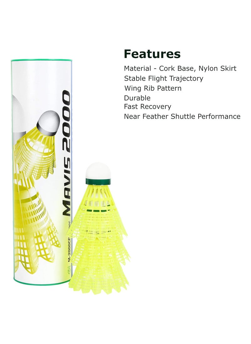 Yonex Mavis 2000 Nylon Tournament Shuttle-Yellow (1/2 dozen)  - Image 2