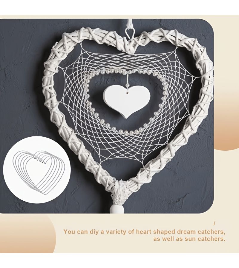 Love Heart Shaped Metal Flower Ring for Dream Catcher Wedding Decoration - Image 2