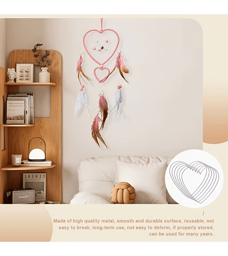 Love Heart Shaped Metal Flower Ring for Dream Catcher Wedding Decoration - Image 4
