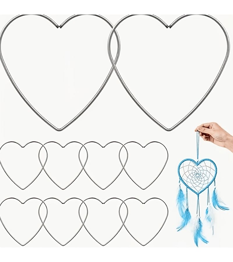 Love Heart Shaped Metal Flower Ring for Dream Catcher Wedding Decoration - Image 1