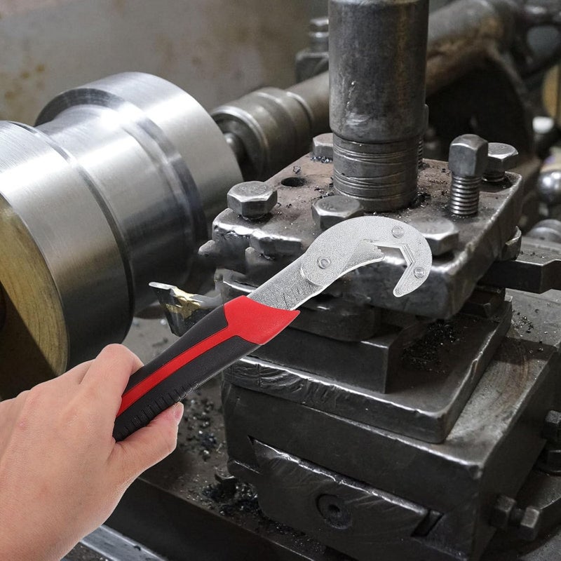 Adjustable Wrench Tool with Red Handle, Small Multi-function Plumbing Spanner Wrench for Plumbers and Pipe Fitting, Sturdy Hand Tool for Household and Professional Use - Image 5