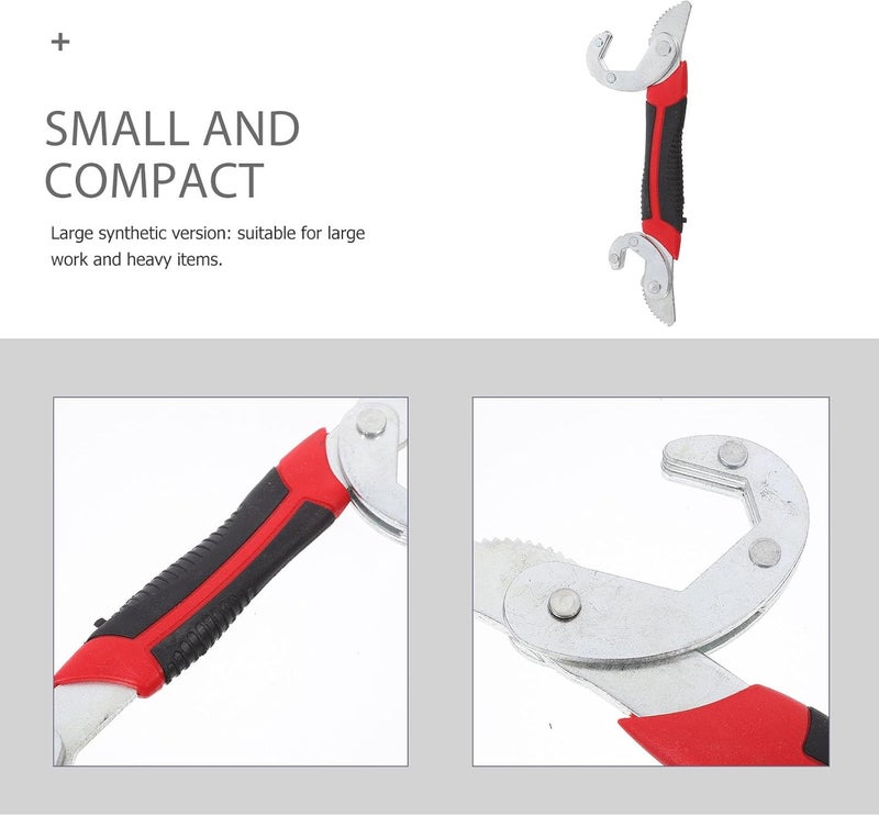 Adjustable Wrench Tool with Red Handle, Small Multi-function Plumbing Spanner Wrench for Plumbers and Pipe Fitting, Sturdy Hand Tool for Household and Professional Use - Image 3