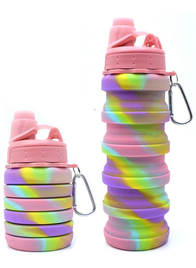 HAWKISTER Flexible Collapsible Silicone Sports, Trekking, Cycling, Gym, School Water Bottle Expandable And Foldable With Snap Hook, Pink (Pack Of 1 Unit), 500 ML - Image 1