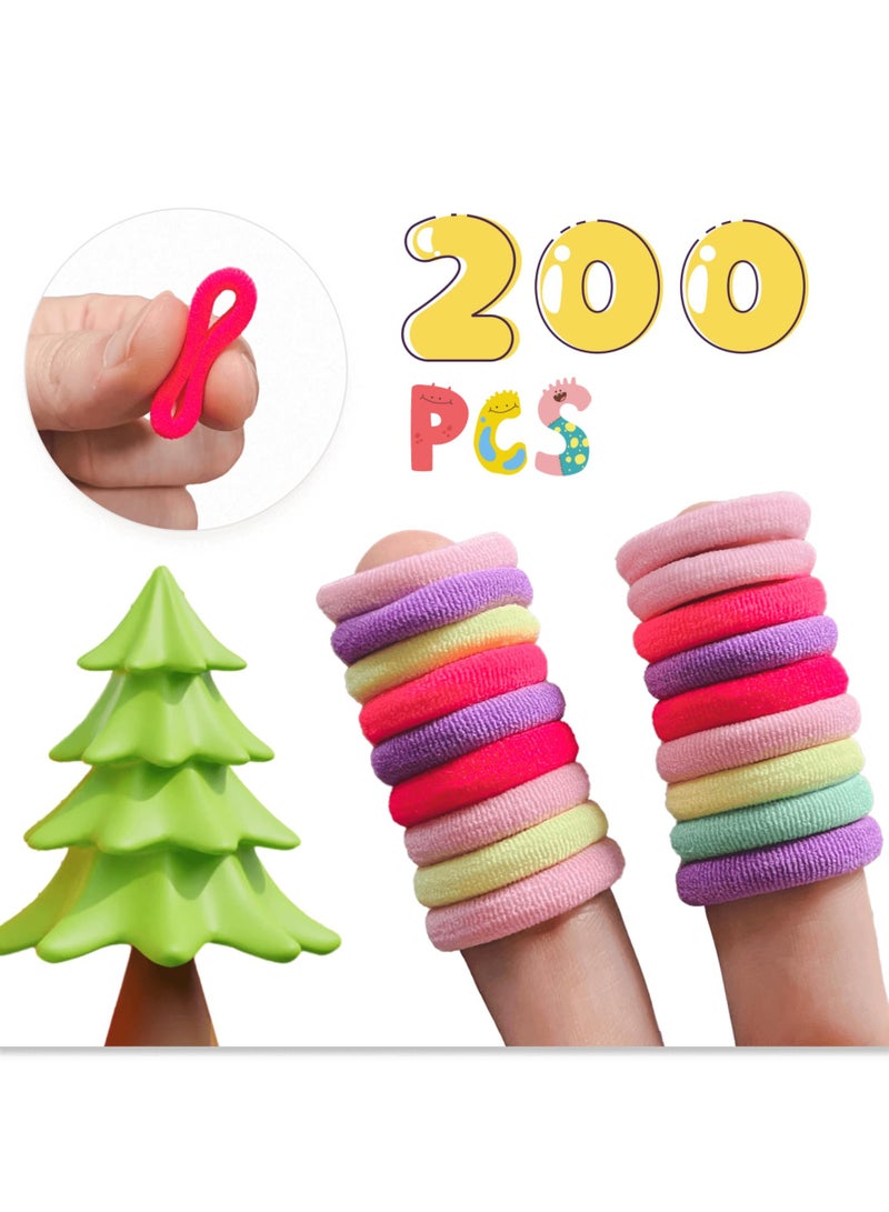 بونيتو 200PCS الشعر العلاقات حلوى اللون سميكة القطن الشعر العلاقات، الفتيات لطيف عصابات الشعر عصابات الشعر مرنة اكسسوارات الشعر 200PCS متعدد الألوان - Image 2