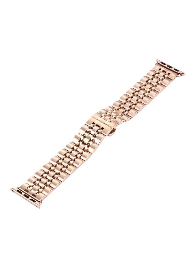 NIBEMINENT 20mm Women Hidden Butterfly Buckle 7 Beads Stainless Steel Watchband For Apple Watch 42mm Rose Gold - Image 2
